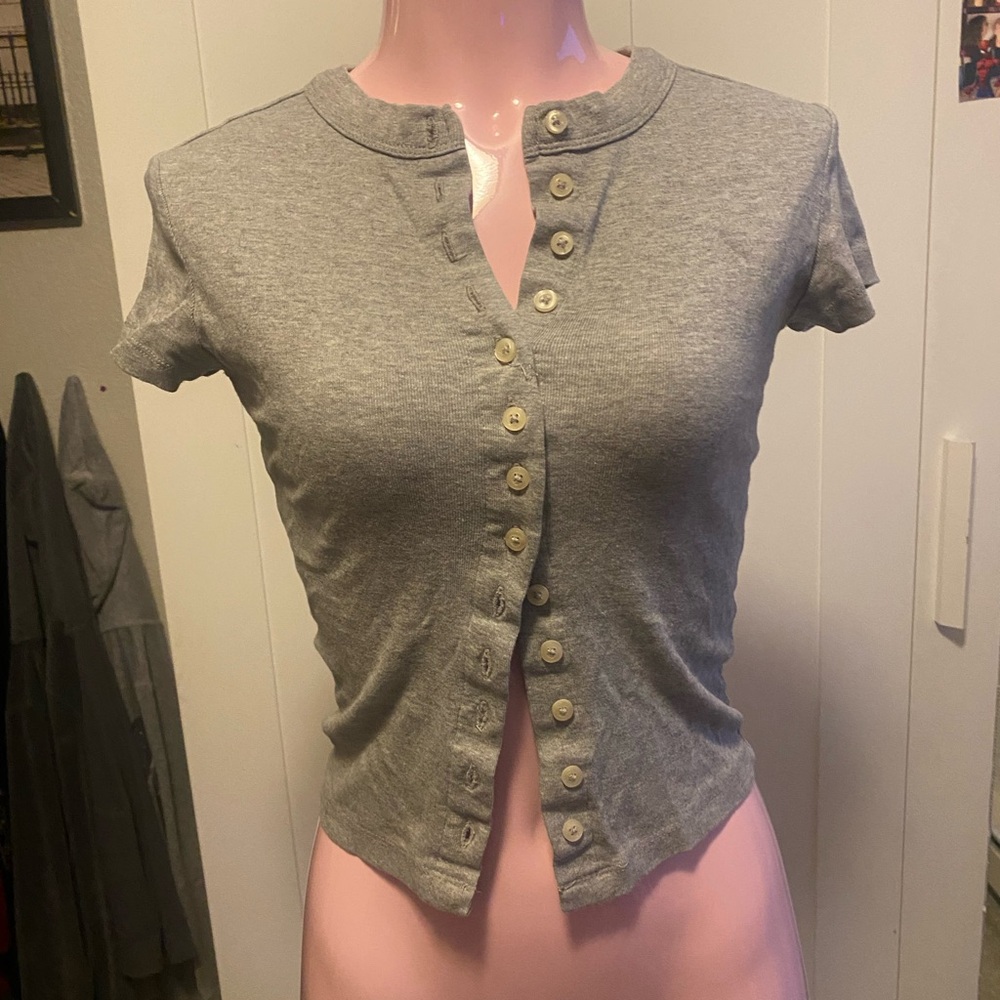 Ardene Light Gray Button-Down Women's Shirt